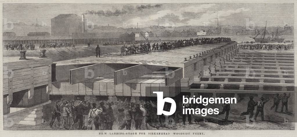 New Landing Stage for Birkenhead, Woodside Ferry (engraving)