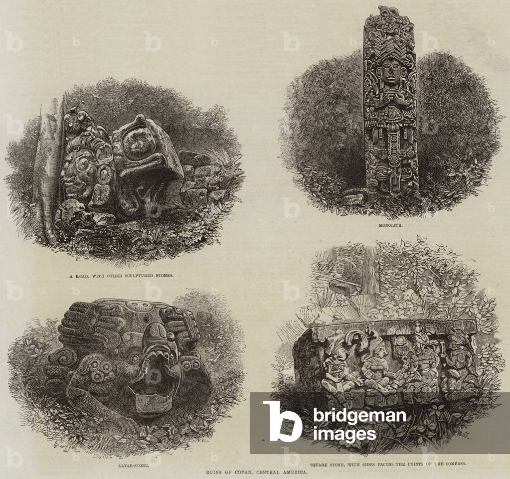 Ruins of Copan, Central America (engraving)