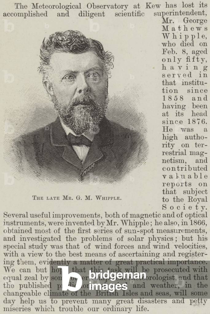 The late Mr G M Whipple (engraving)