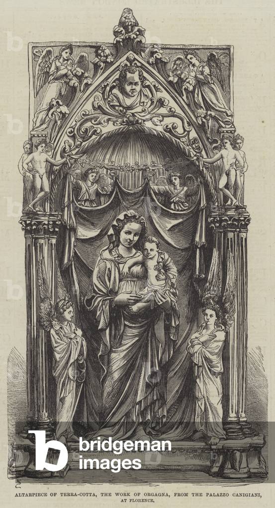 Altarpiece of Terra-Cotta, the Work of Orgagna, from the Palazzo Canigiani, at Florence (engraving)