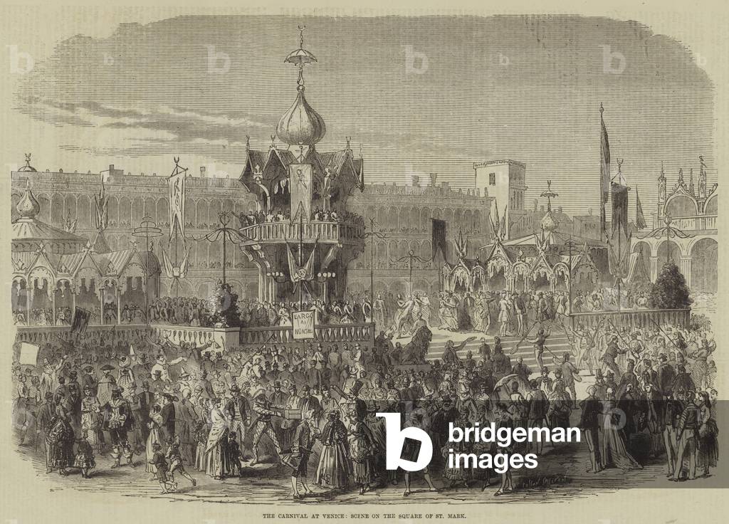 The Carnival at Venice, Scene on the Square of St Mark (engraving)
