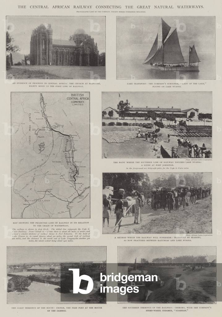 The Central African Railway connecting the Great Natural Waterways (engraving)