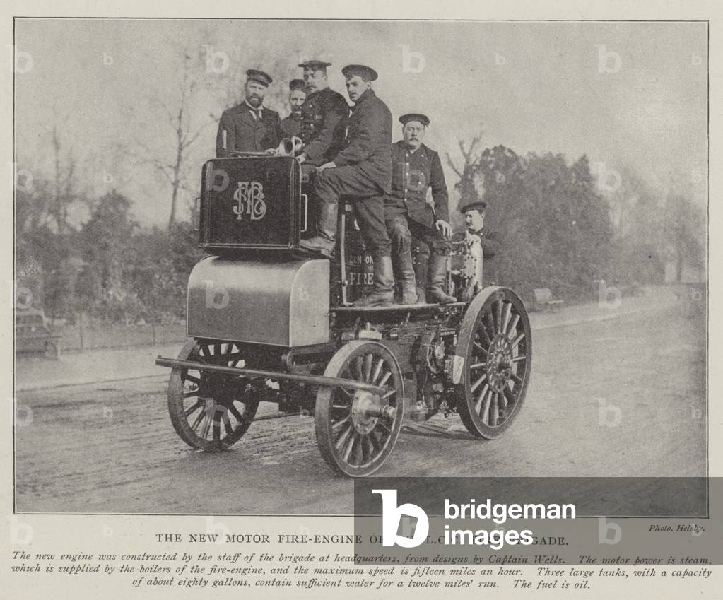 The New Motor Fire-Engine of the LCC Fire Brigade (b/w photo)