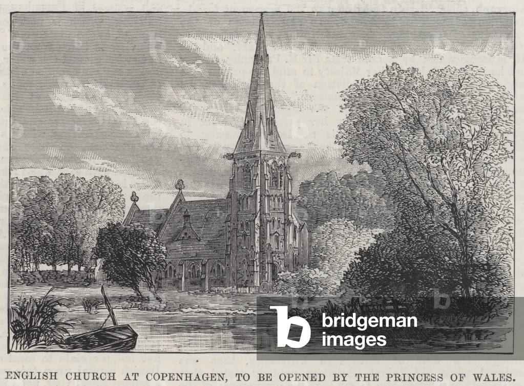 English Church at Copenhagen, to be opened by the Princess of Wales (engraving)