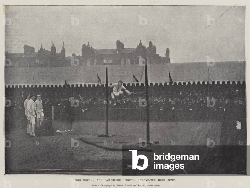 The Oxford and Cambridge Sports, Swanwick's High Jump (b/w photo)