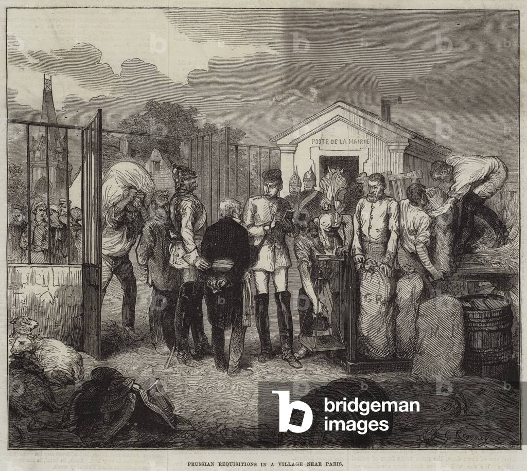 Prussian requisitions in a Village near Paris (engraving)