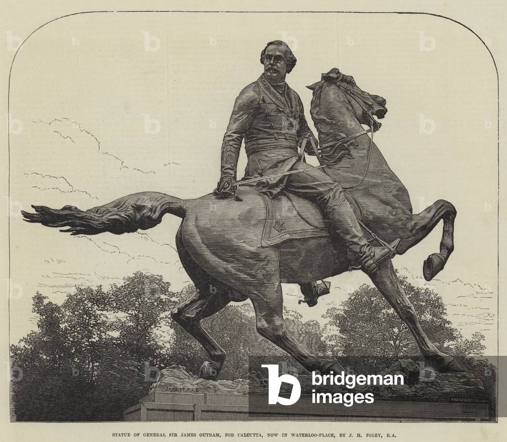 Statue of General Sir James Outram, for Calcutta, now in Waterloo-Place, by J H Foley, RA (engraving)