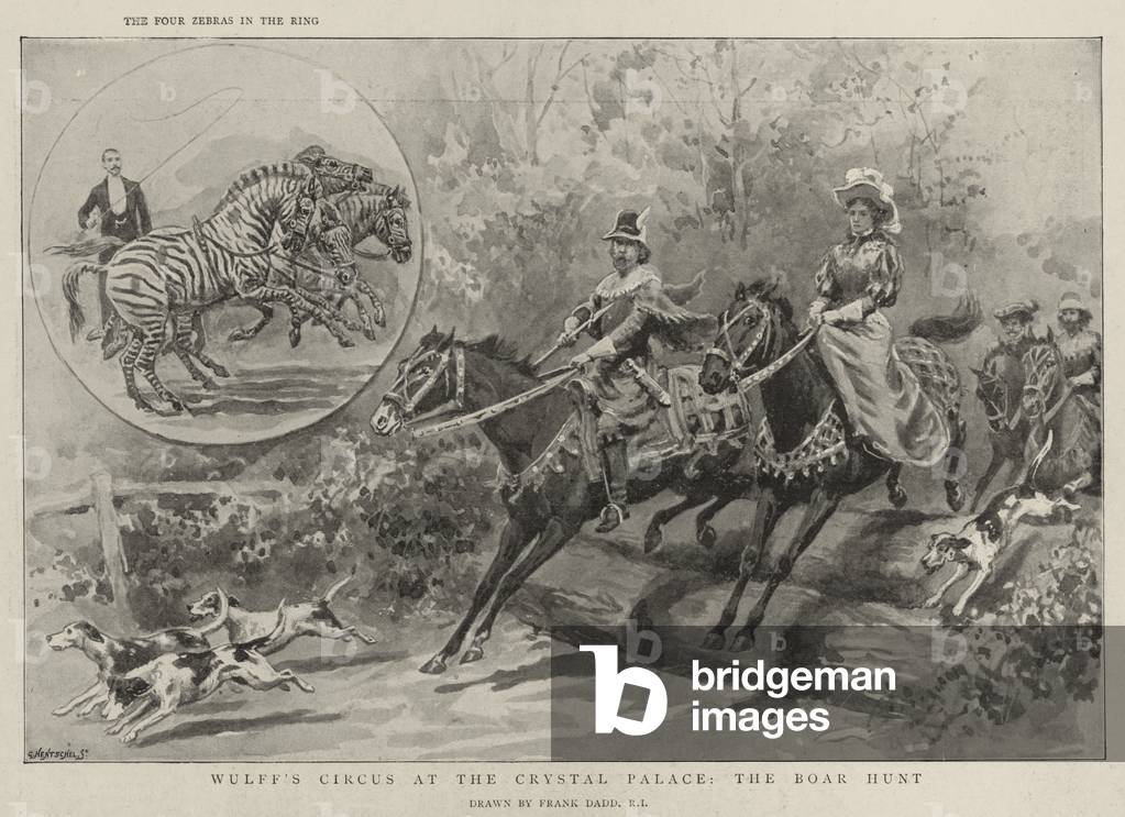 Wulff's Circus at the Crystal Palace, the Boar Hunt (litho)