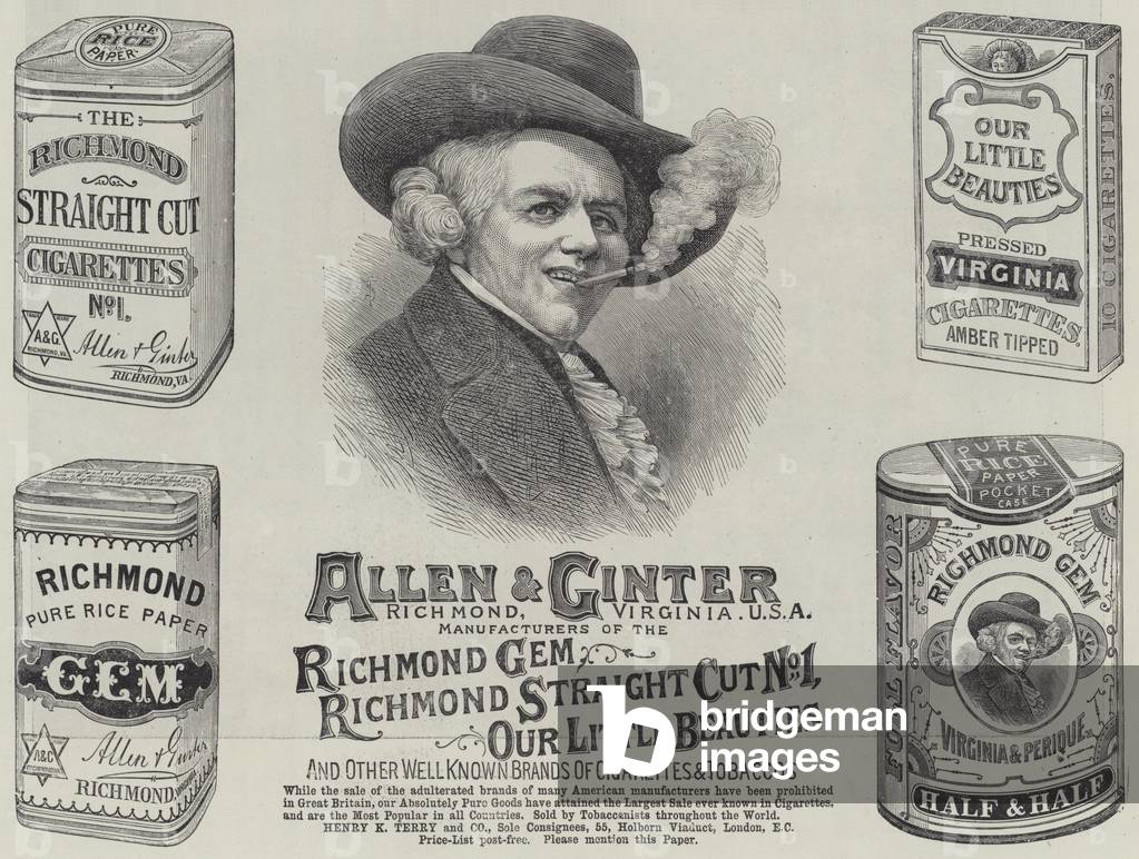 Advertisement, Allen and Ginter (engraving)