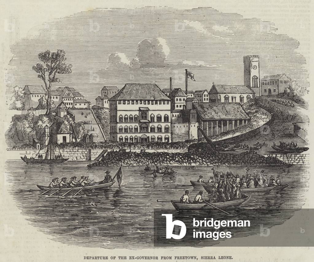 Departure of the Ex-Governor from Freetown, Sierra Leone (engraving)