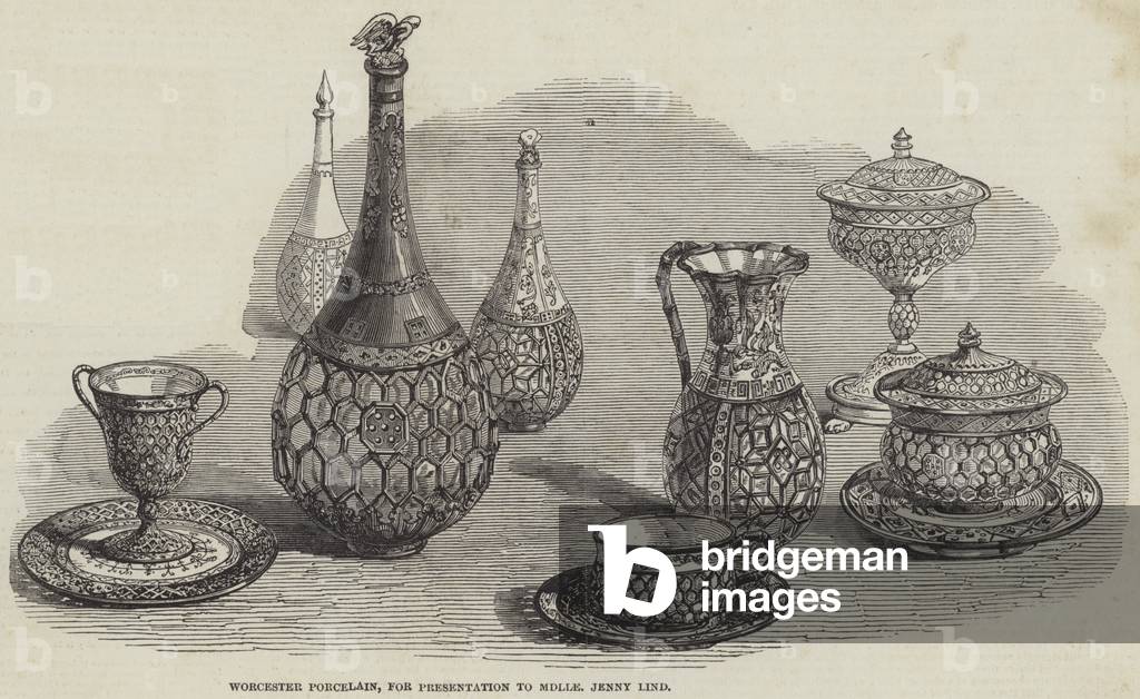 Worcester Porcelain, for Presentation to Mademoiselle Jenny Lind (engraving)