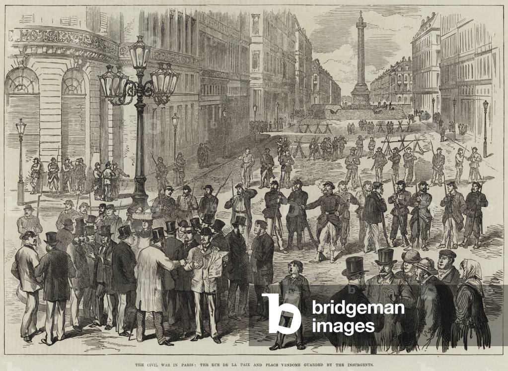 The Civil War in Paris, the Rue de la Paix and Place Vendome guarded by the Insurgents (engraving)
