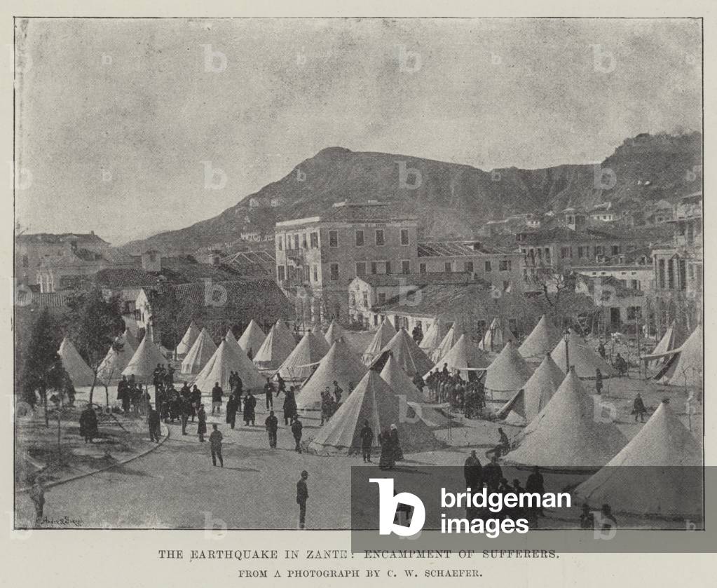 The Earthquake in Zante, Encampment of Sufferers (engraving)