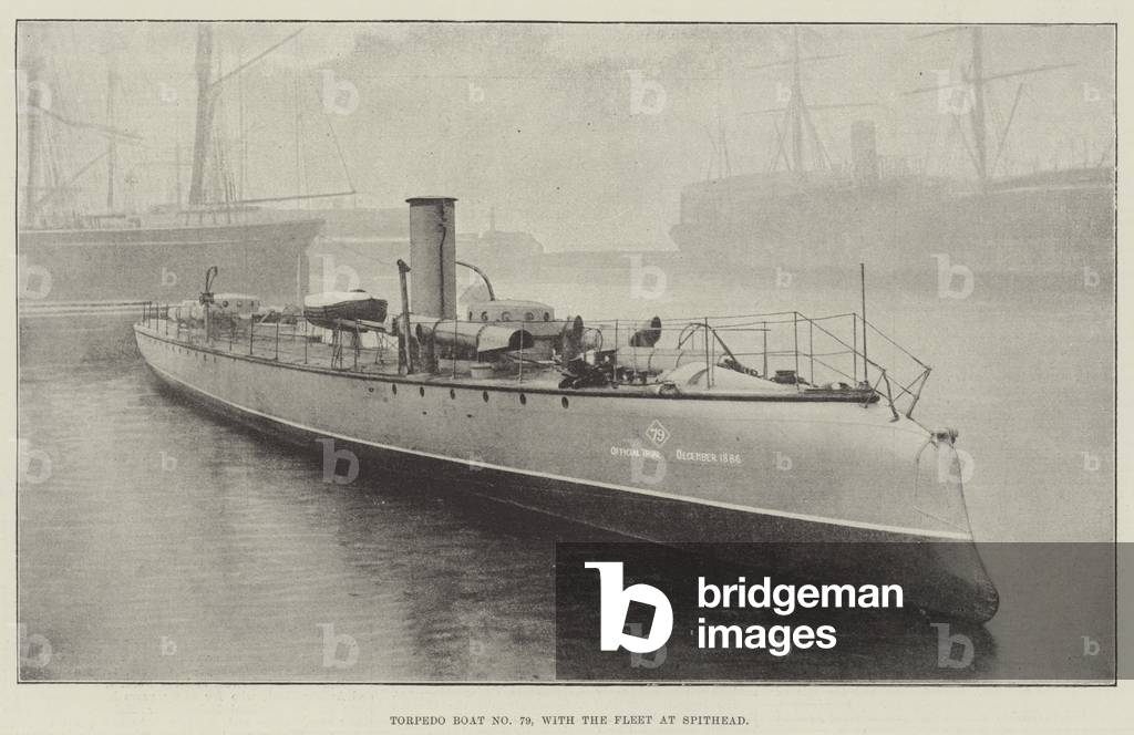 Torpedo Boat No 79, with the Fleet at Spithead (b/w photo)