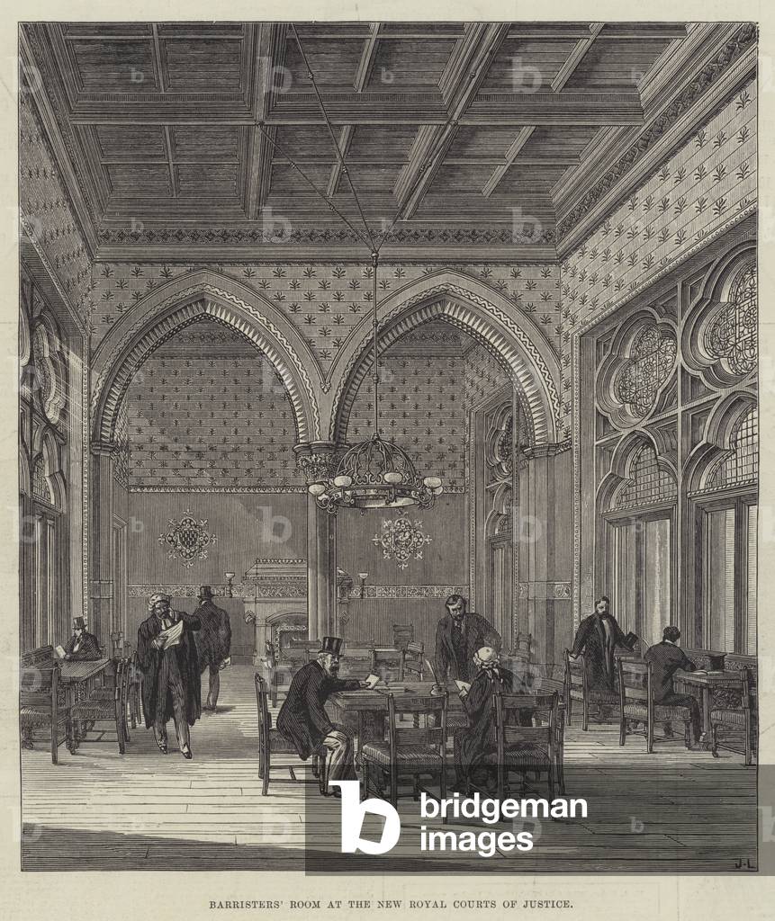 Barristers' Room at the New Royal Courts of Justice (engraving)