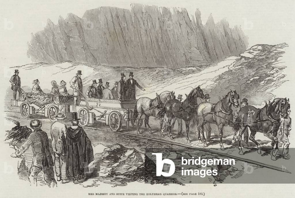 Her Majesty and Suite visiting the Holyhead Quarries (engraving)