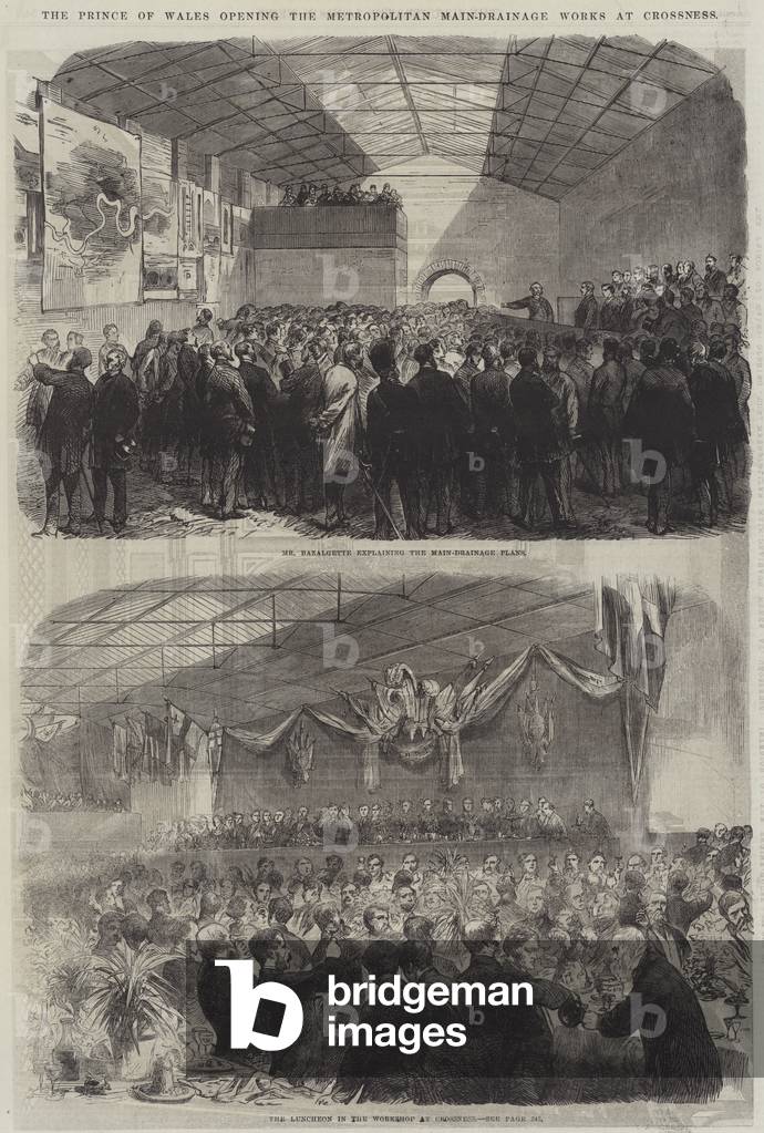The Prince of Wales opening the Metropolitan Main-Drainage Works at Crossness (engraving)