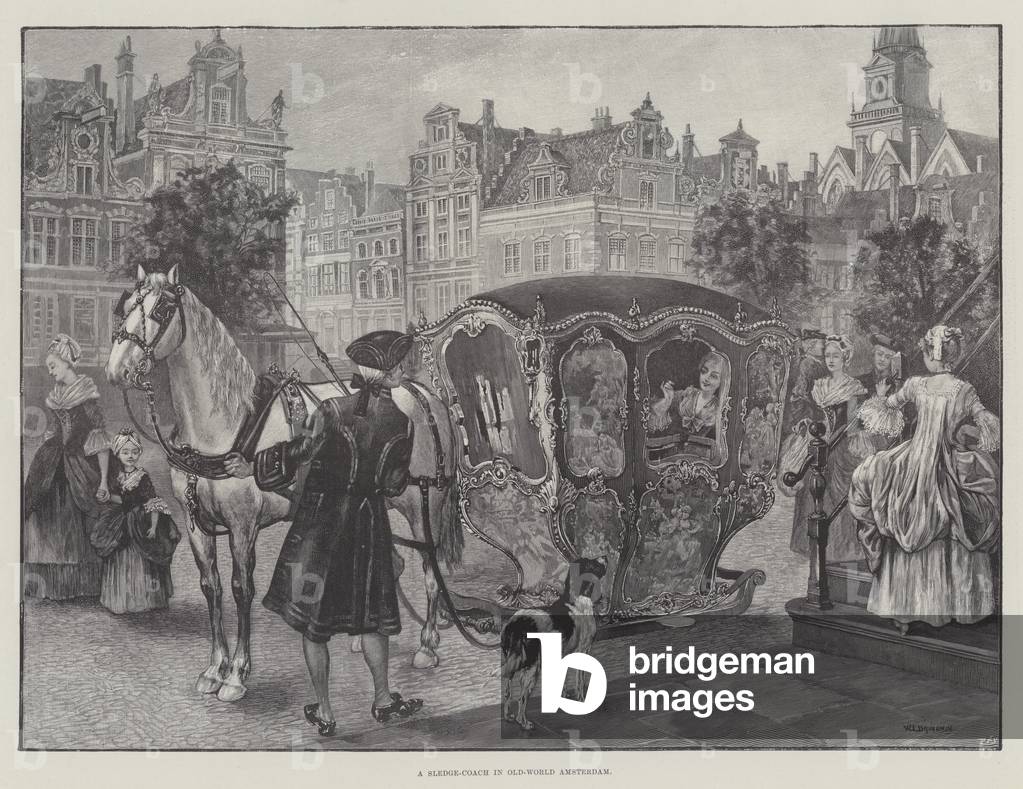 A Sledge-Coach in Old-World Amsterdam (engraving)