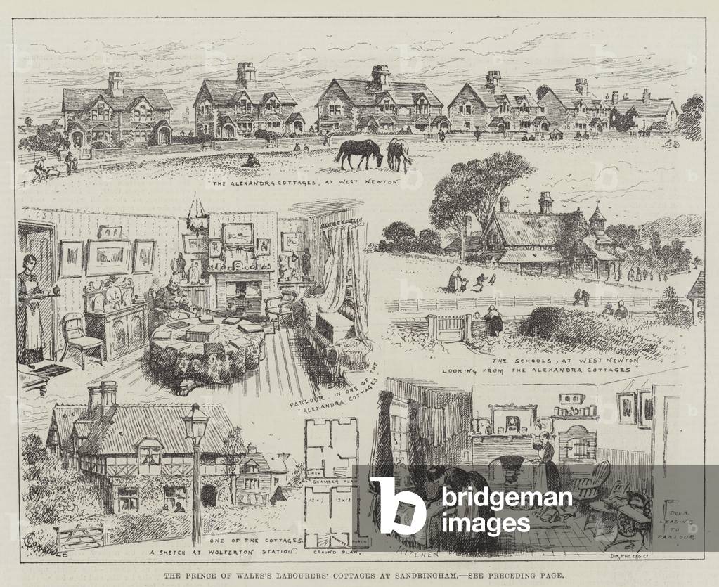 The Prince of Wales's Labourers' Cottages at Sandringham (engraving)