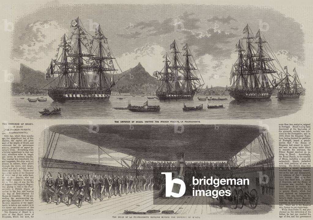 The Emperor of Brazil on Board the French Frigate Poursuivante (engraving)