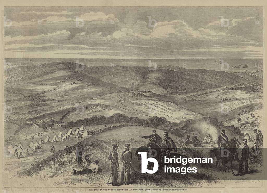 The Camp of the Turkish Contingent at Buyukdere (engraving)