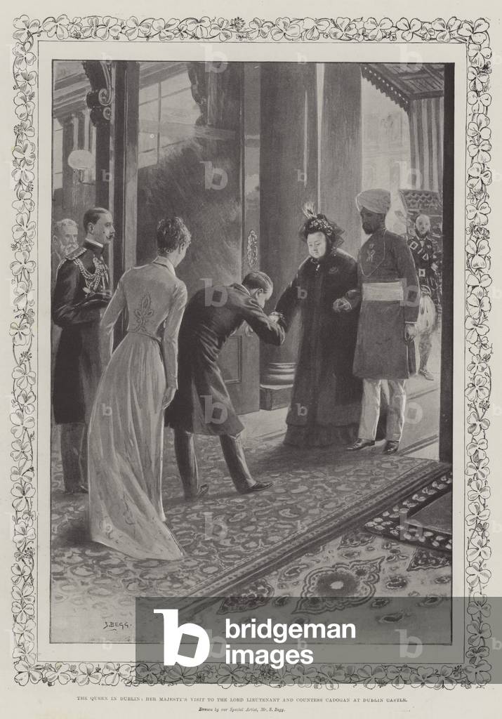 The Queen in Dublin, Her Majesty's Visit to the Lord Lieutenant and Countess Cadogan at Dublin Castle (litho)
