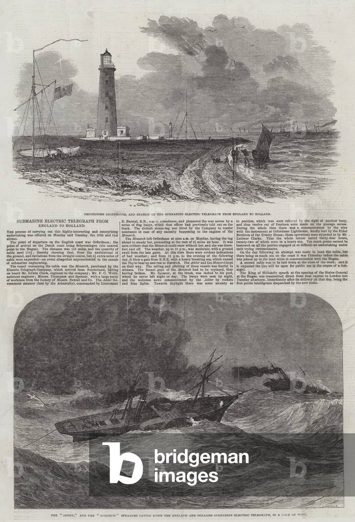Submarine Electric Telegraph from England to Holland (engraving)