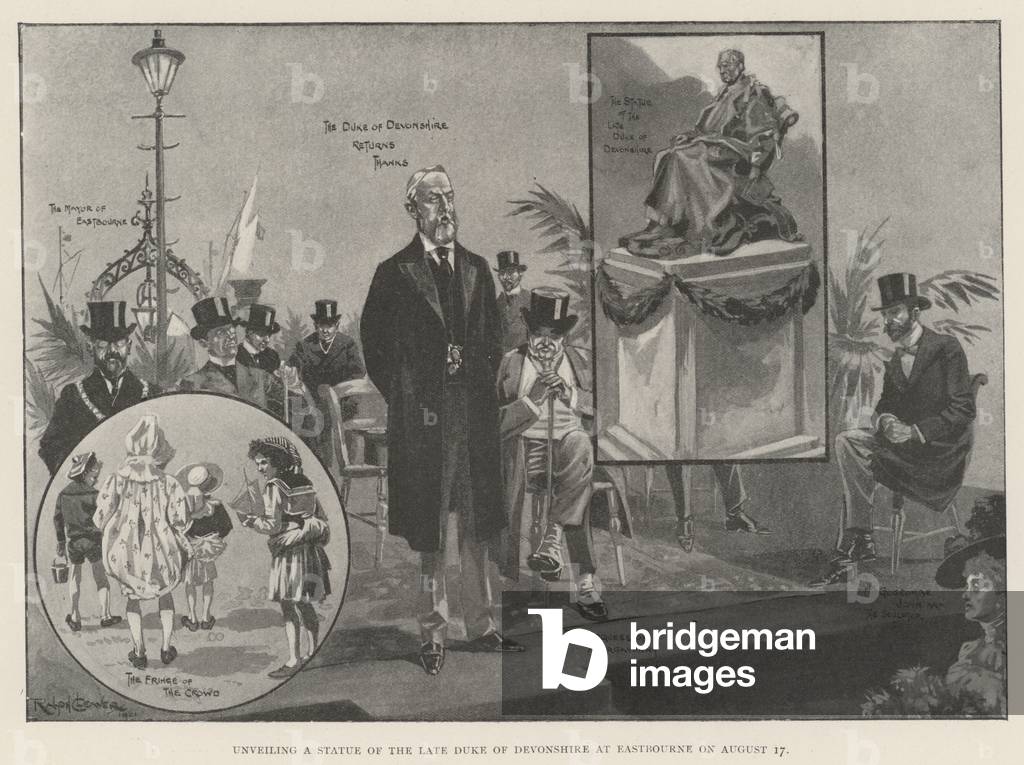 Unveiling a Statue of the late Duke of Devonshire at Eastbourne on 17 August (engraving)