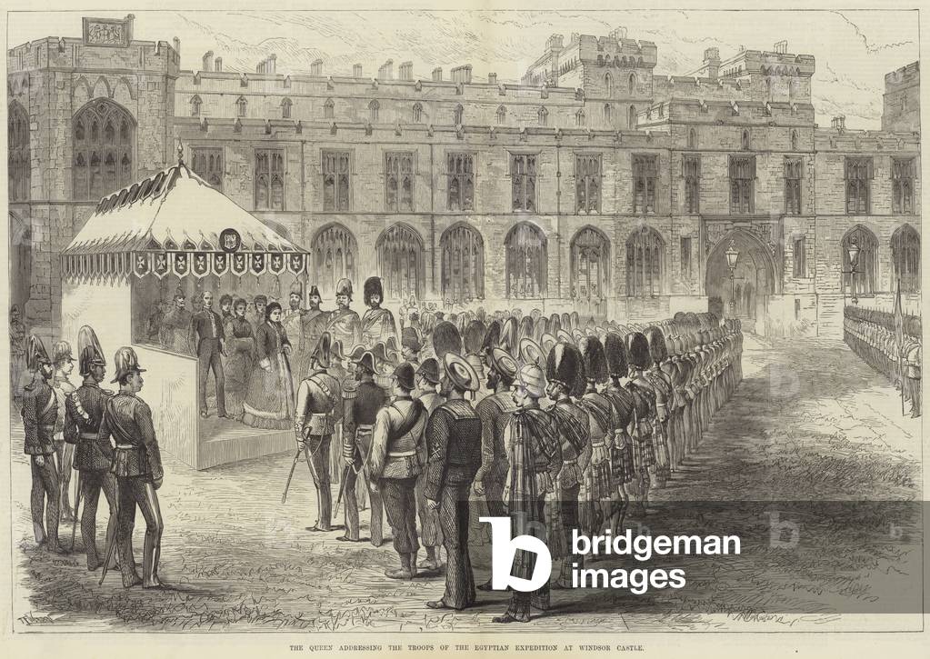 The Queen addressing the Troops of the Egyptian Expedition at Windsor Castle (engraving)