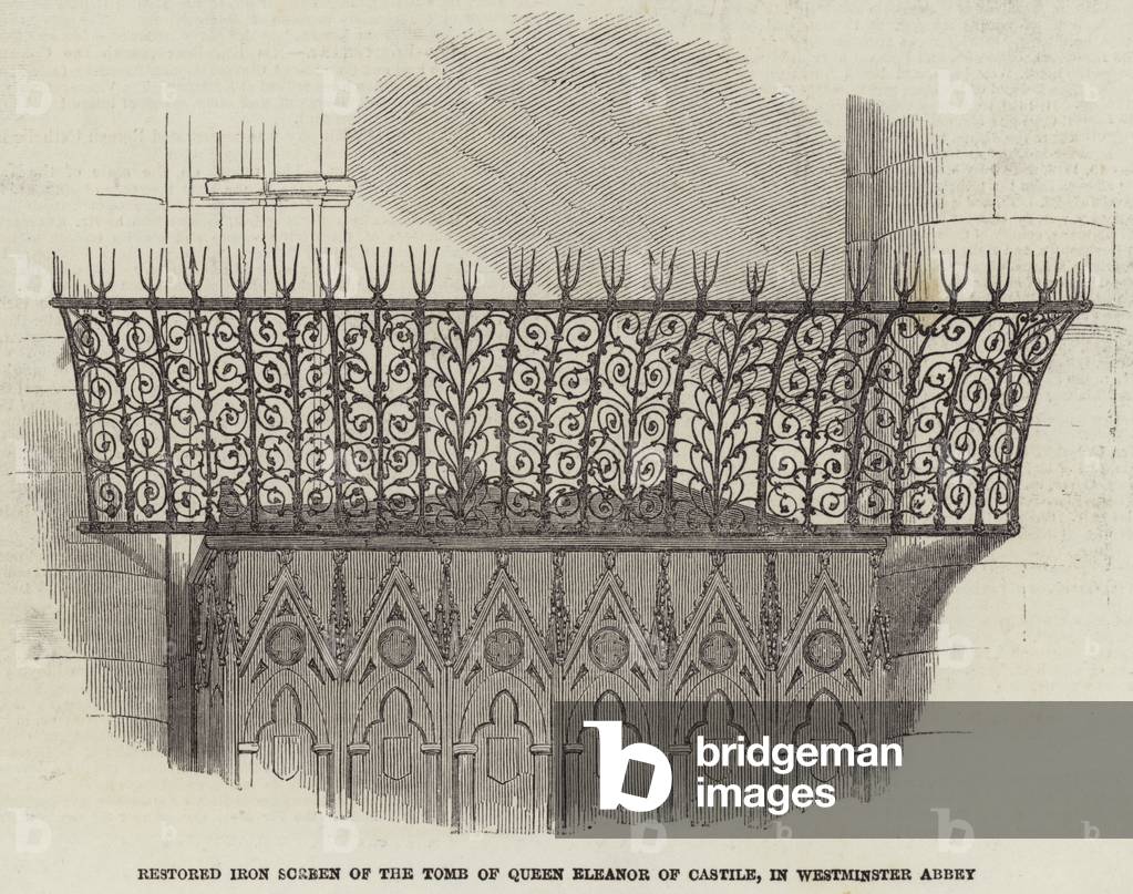 Restored Iron Screen of the Tomb of Queen Eleanor of Castile, in Westminster Abbey (engraving)