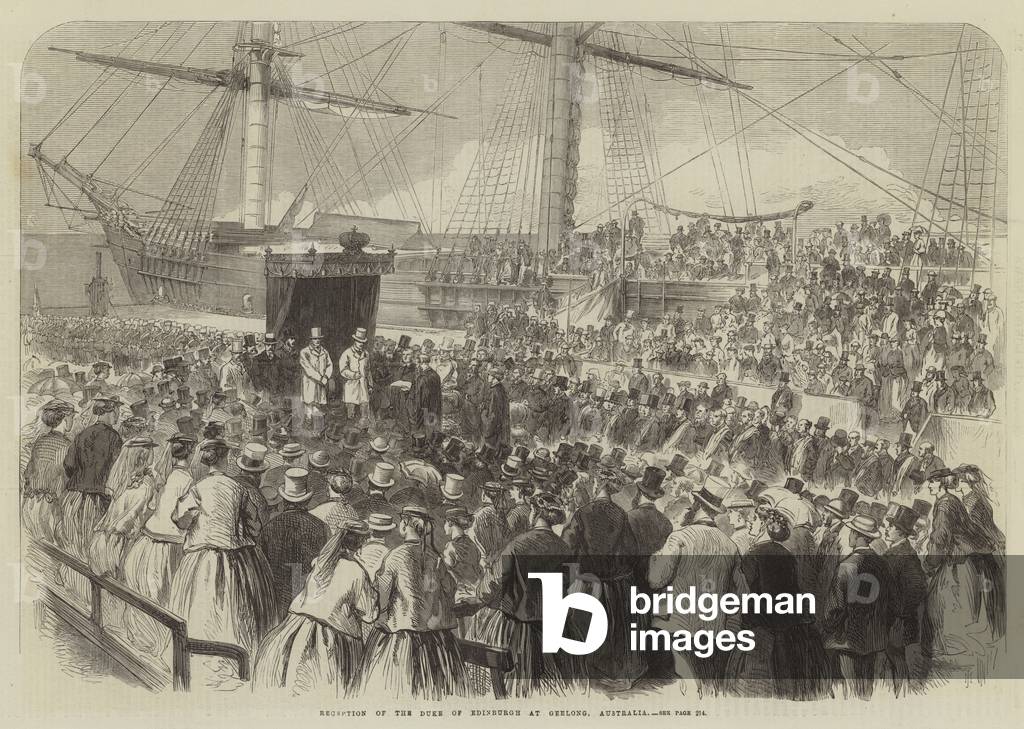 Reception of the Duke of Edinburgh at Geelong, Australia (engraving)