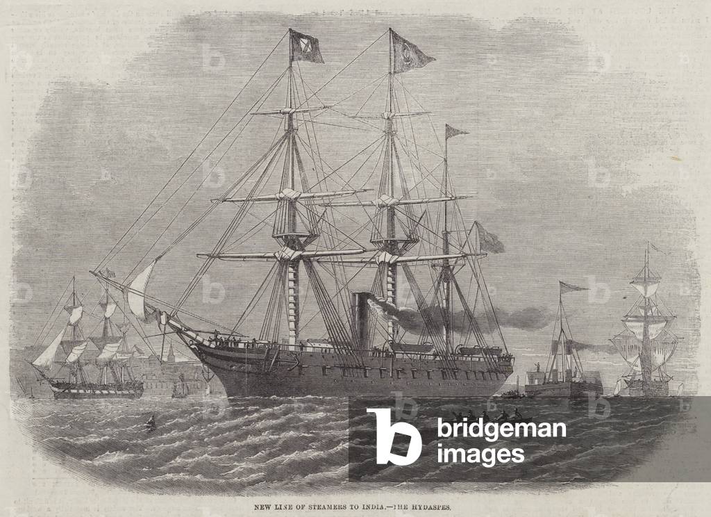 New Line of Steamers to India, the Hydaspes (engraving)