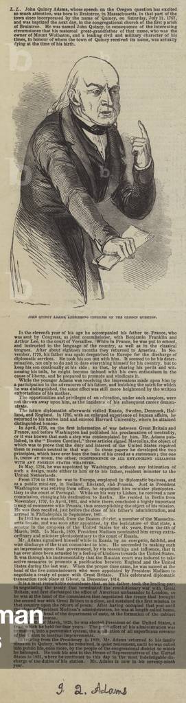 John Quincy Adams, addressing Congress on the Oregon Question (engraving)