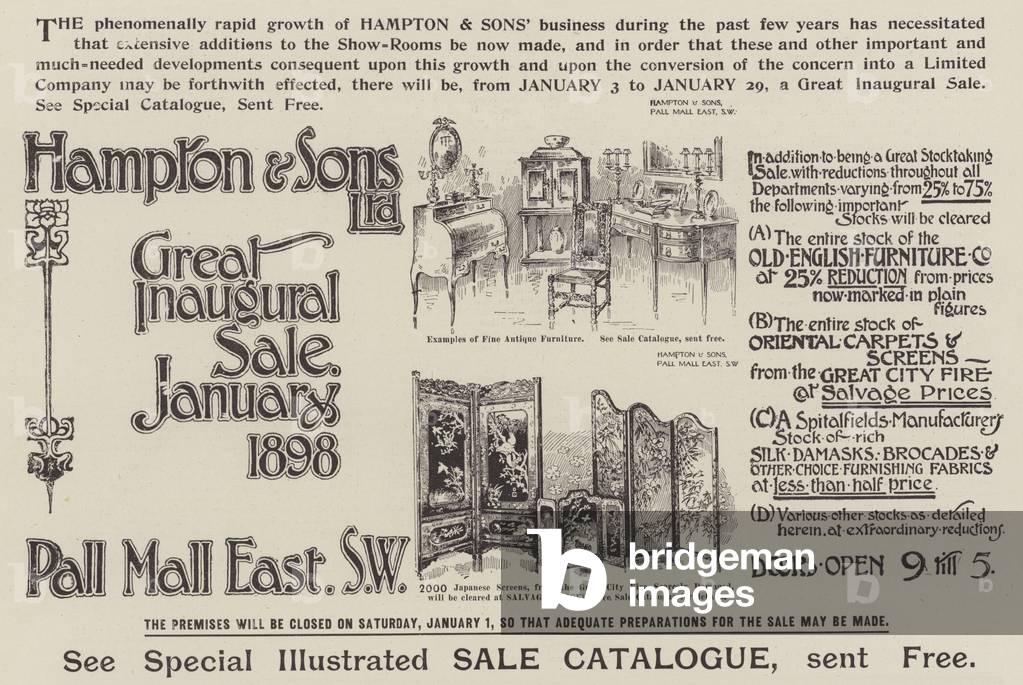 Advertisement, Hampton and Sons (engraving)