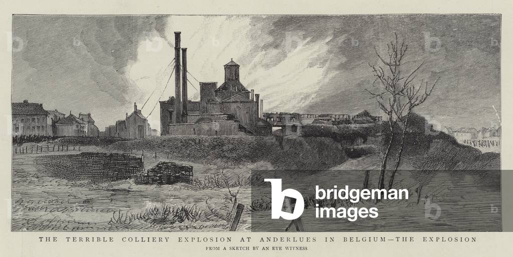 The Terrible Colliery Explosion at Anderlues in Belgium, the Explosion (engraving)