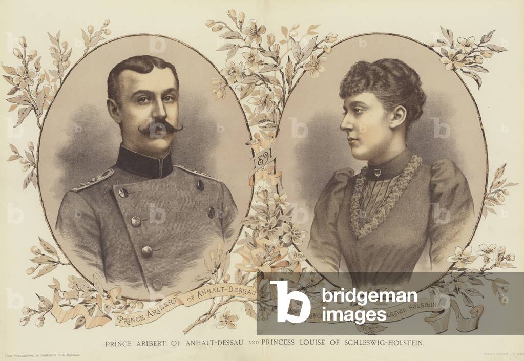 Prince Aribert of Anhalt-Dessau and Princess Louise of Schleswig-Holstein (chromolitho)
