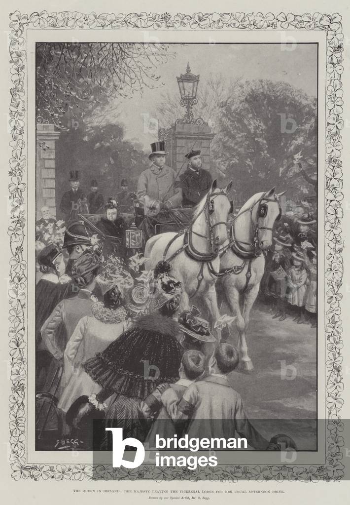 The Queen in Ireland, Her Majesty leaving the Viceregal Lodge for her Usual Afternoon Drive (litho)