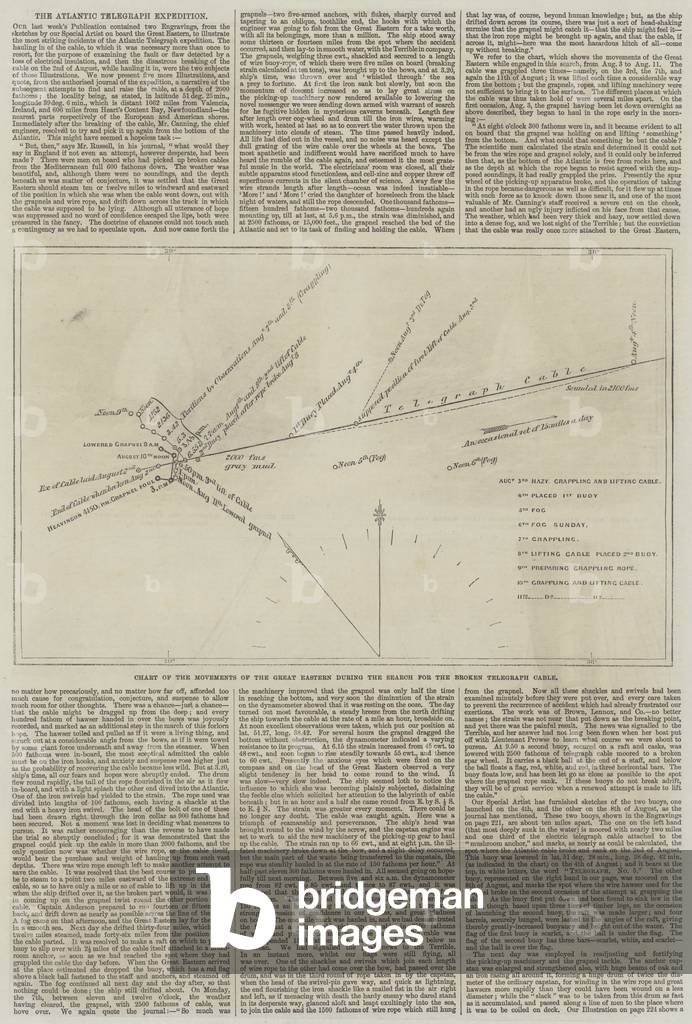 The Atlantic Telegraph Expedition, Chart of the Movements of the Great Eastern during the Search for the Broken Telegraph Cable (engraving)