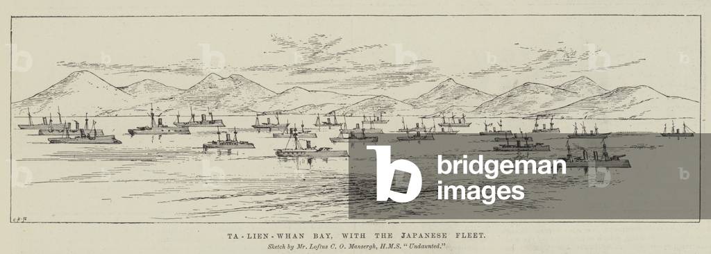 Ta-Lien-Whan Bay, with the Japanese Fleet (engraving)