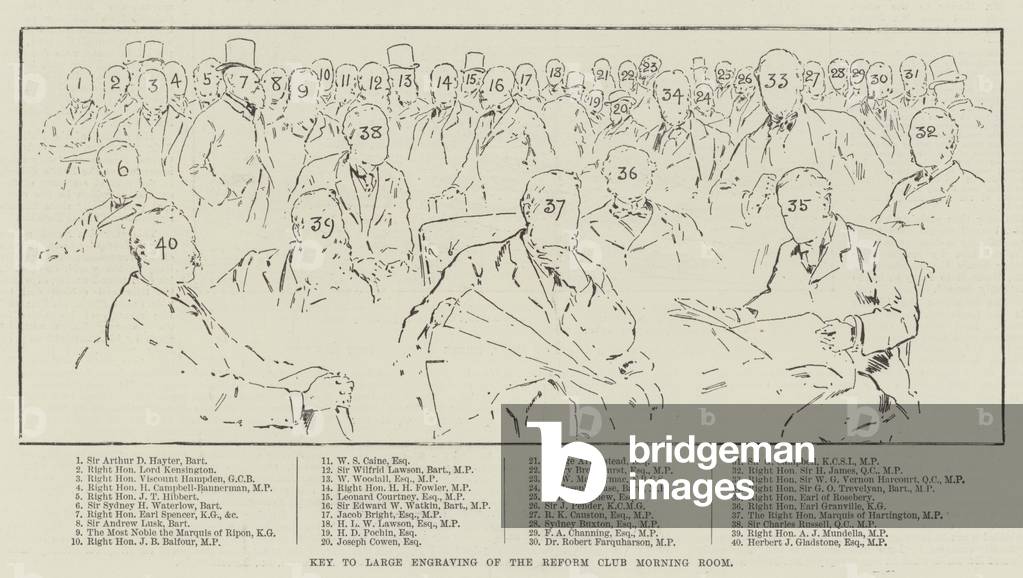 Key to Large Engraving of the Reform Club Morning Room (engraving)