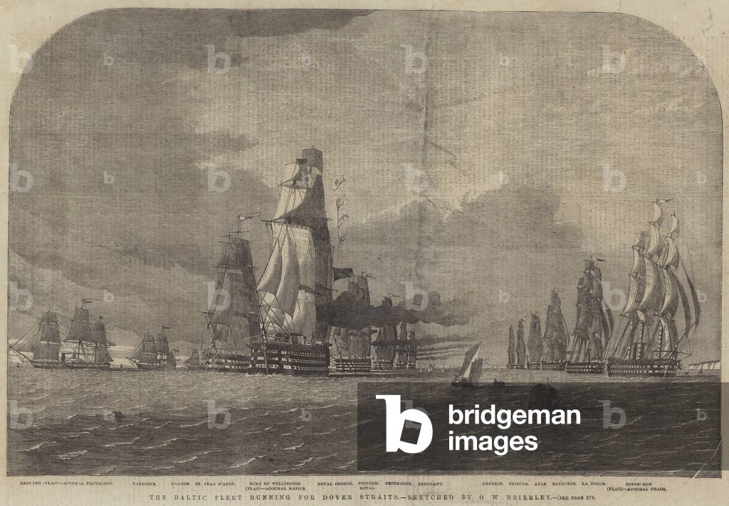 The Baltic Fleet running for Dover Straits (engraving)