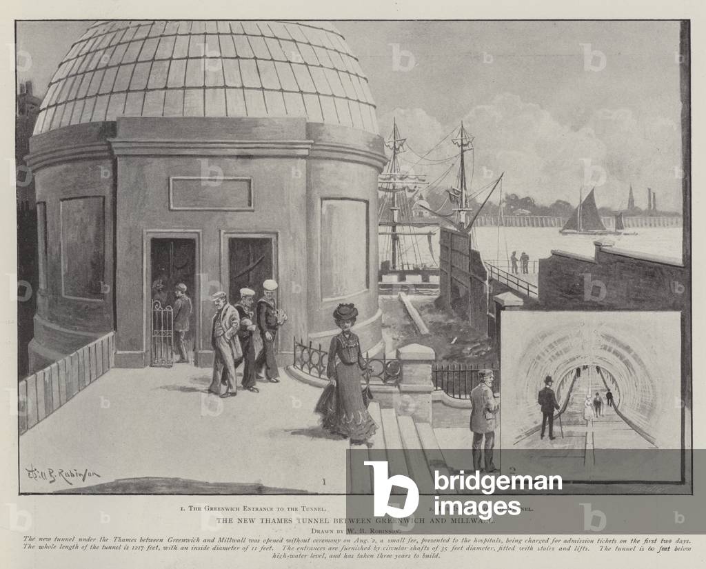 The New Thames Tunnel between Greenwich and Millwall (litho)