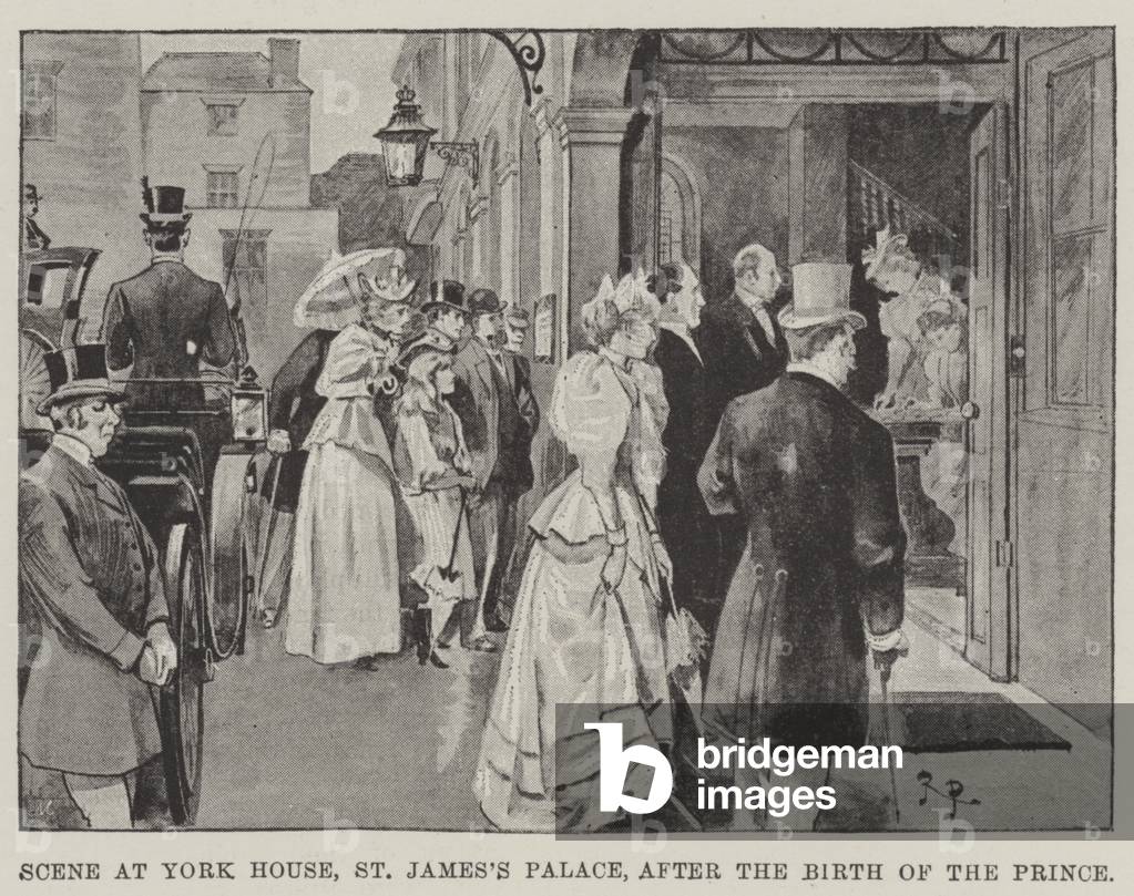 Scene at York House, St James's Palace, after the Birth of the Prince (engraving)
