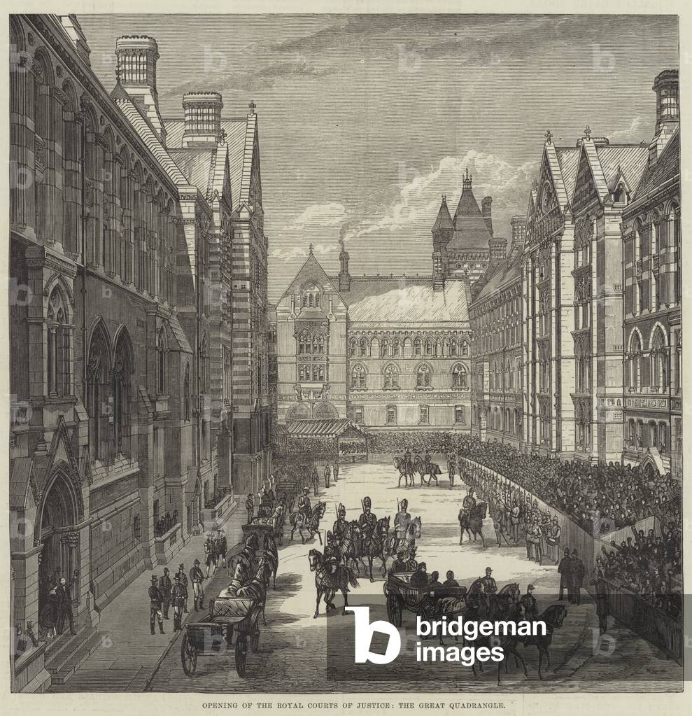 Opening of the Royal Courts of Justice, the Great Quadrangle (engraving)