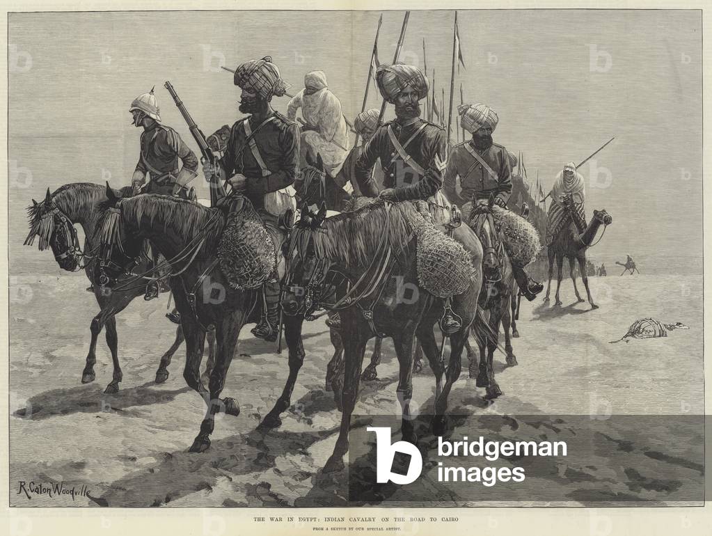 The War in Egypt, Indian Cavalry on the Road to Cairo (engraving)