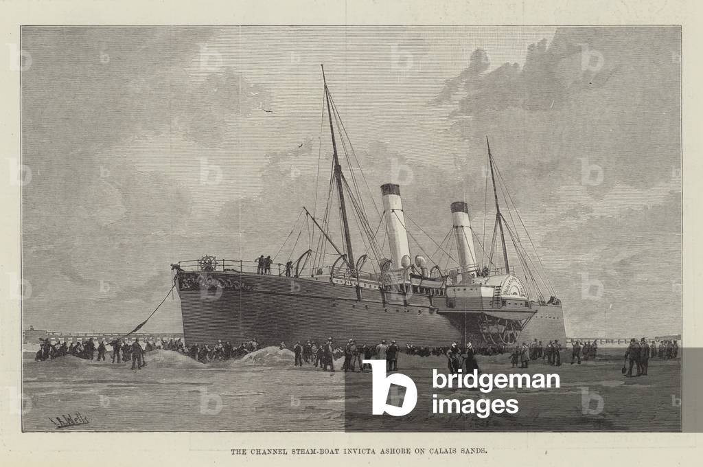 The Channel Steam-Boat Invicta Ashore on Calais Sands (engraving)