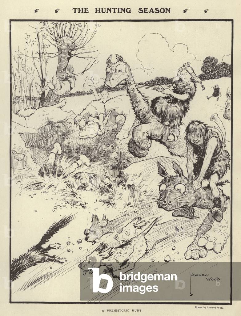 A prehistoric hunt (litho)