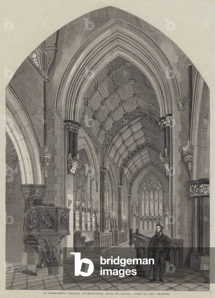 St Margaret's Church, Bodelwyddan, near St Asaph, View of the Chancel (engraving)