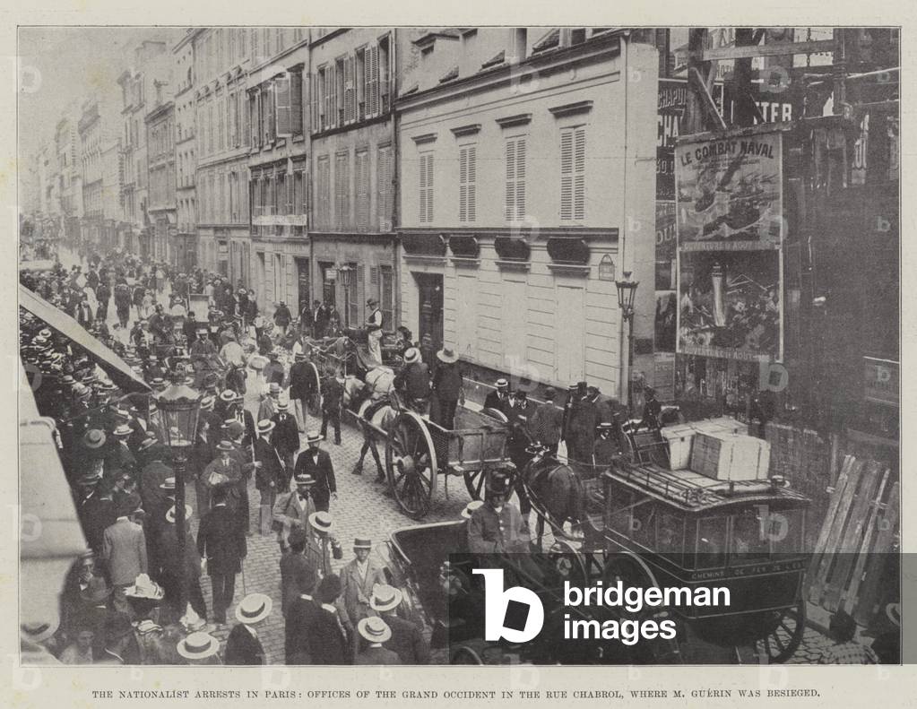 The Nationalist Arrests in Paris, Offices of the Grand Occident in the Rue Chabrol, where M Guerin was besieged (b/w photo)