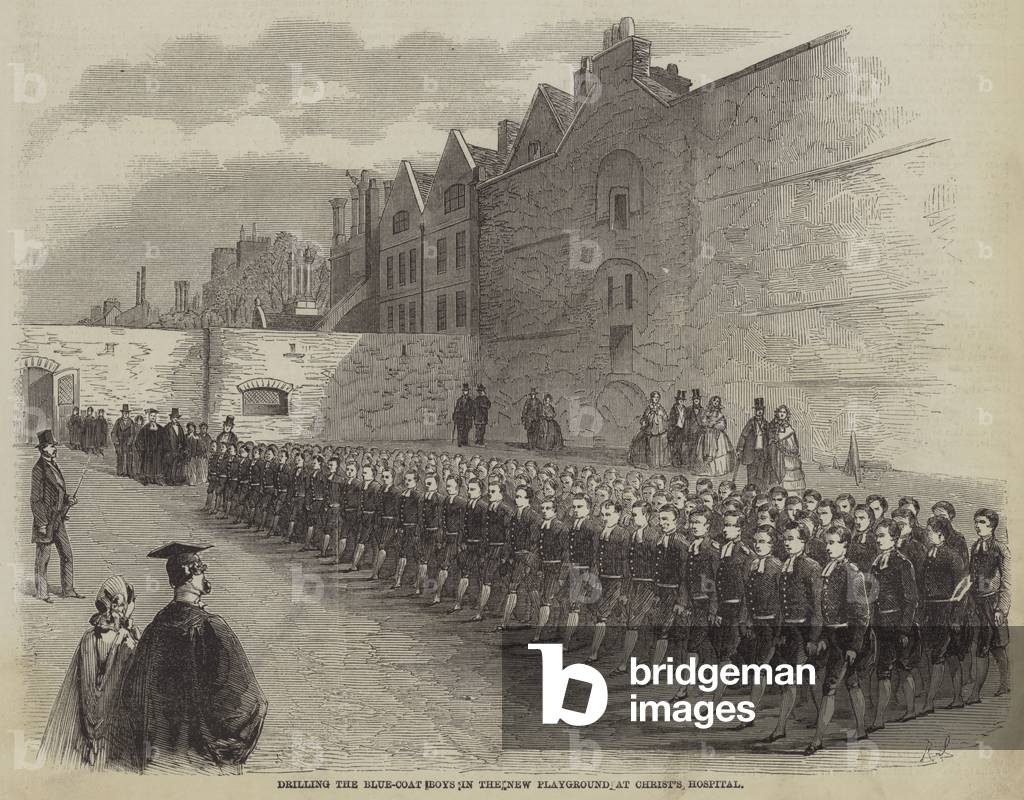 Drilling the Blue-Coat Boys in the New Playground at Christ's Hospital (engraving)